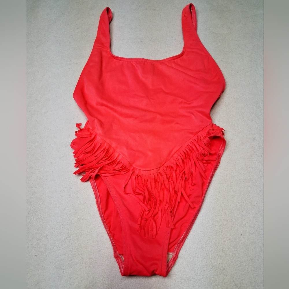 Christina Vintage Women's One Piece in Vibrant Pink with Fringe